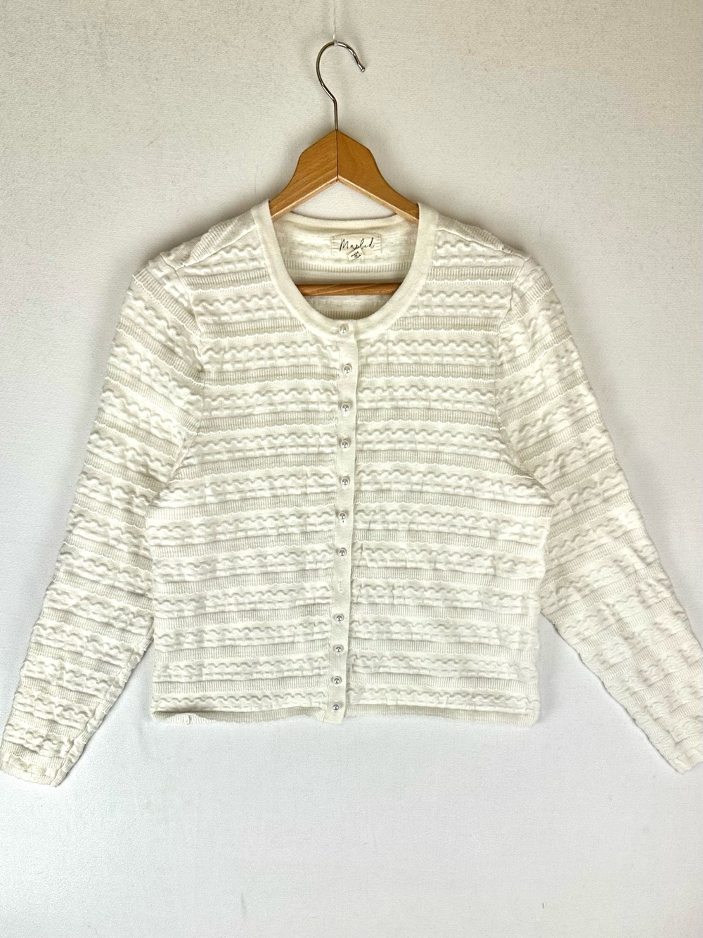 Marled Tiered Scalloped Cardigan Button Up Pearl Buttons Romantic Cotttagecore